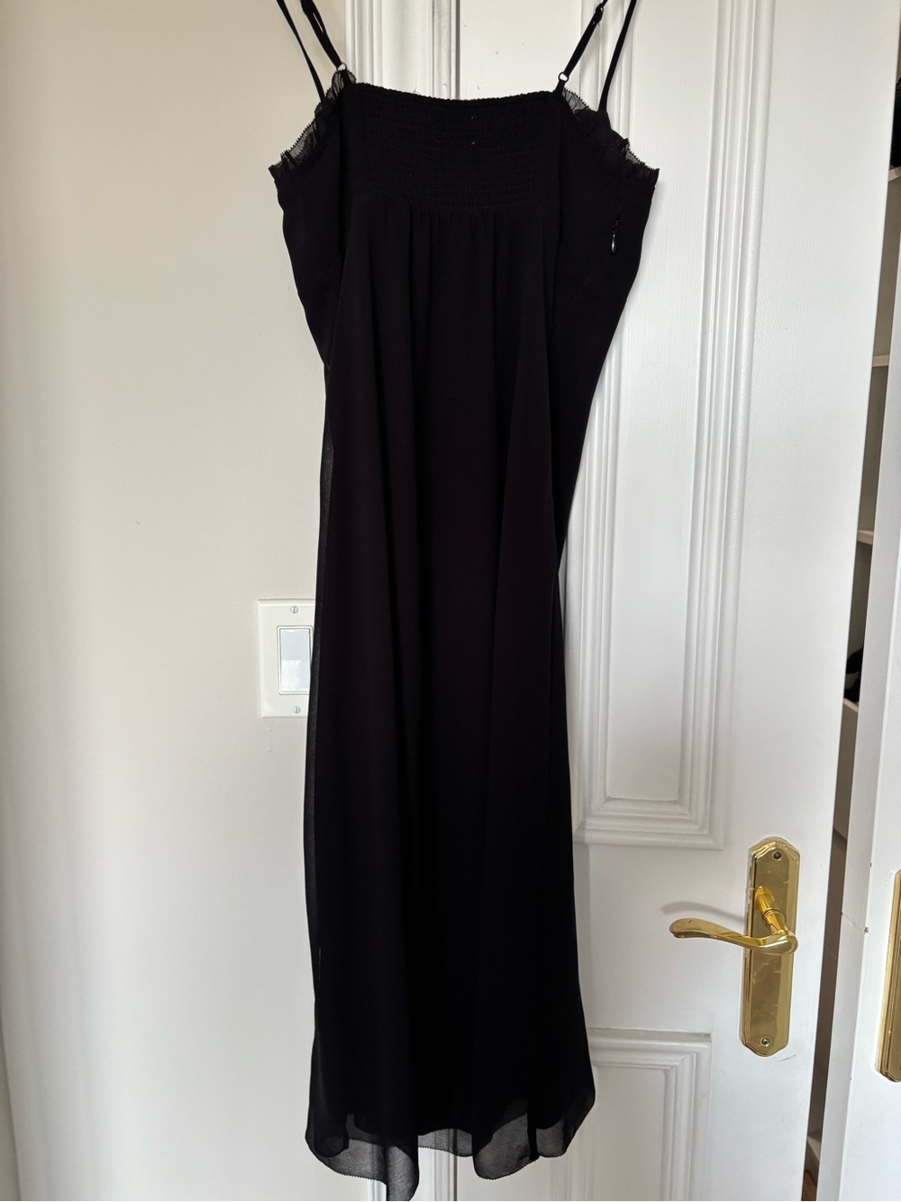 Wilfred Black Midi Dress with Sheer Trim - slit detail - Picture 4 of 4